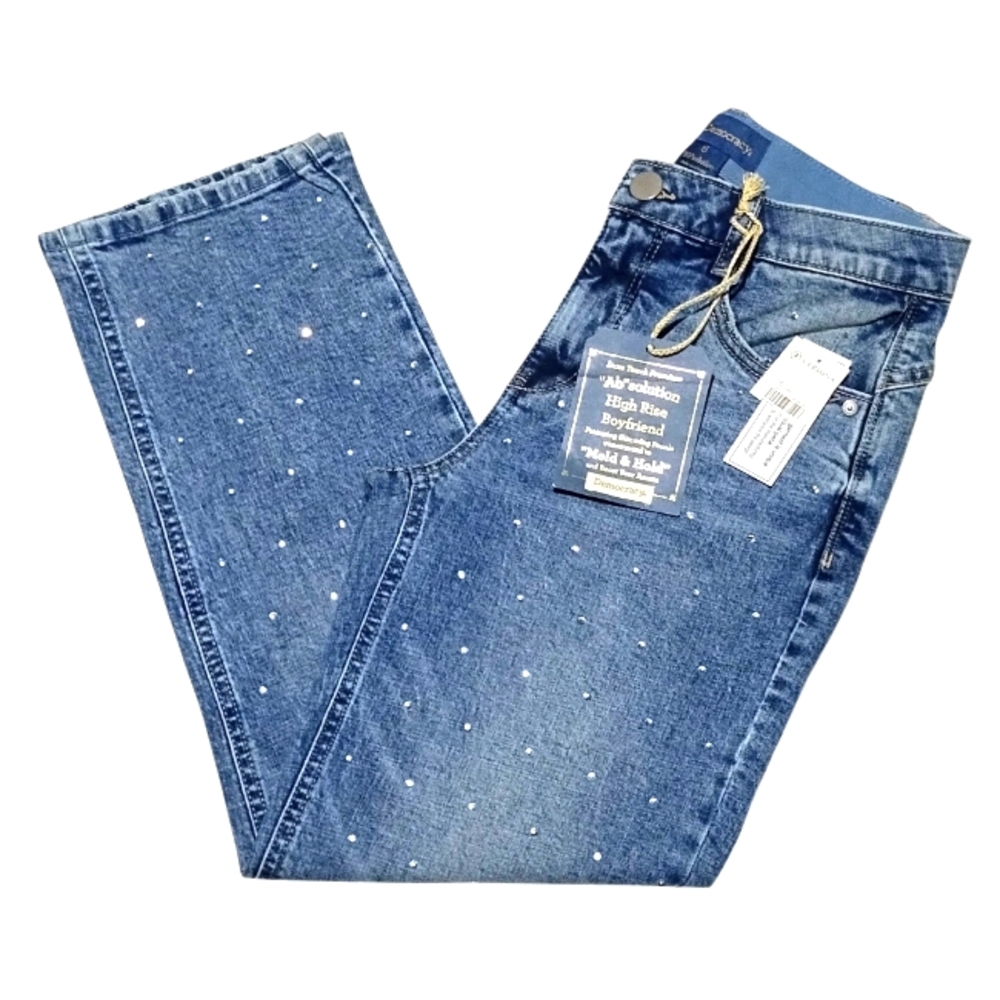 ◾NEW◾WOMEN'S (SIZE 6) DEMOCRACY HIGH-RISE RHINESTONE BOYFRIEND JEAN